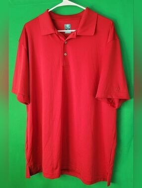 Men's Red Performance Polo Shirt Pro Tour Golf Dress Top Size XL Airplay Collar